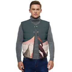 Ai Generated Leaves Foliage Plants Men s Short Button Up Puffer Vest	 by Ravend