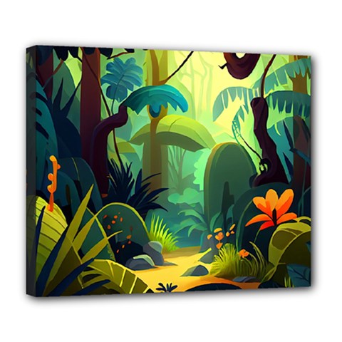 Jungle Rainforest Tropical Forest Deluxe Canvas 24  X 20  (stretched) by Ravend