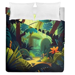 Jungle Rainforest Tropical Forest Duvet Cover Double Side (queen Size) by Ravend