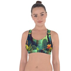 Jungle Rainforest Tropical Forest Cross String Back Sports Bra by Ravend