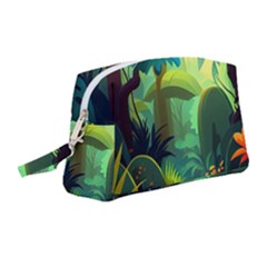 Jungle Rainforest Tropical Forest Wristlet Pouch Bag (medium) by Ravend