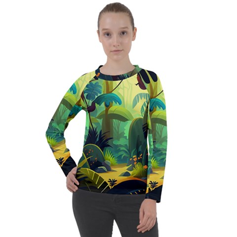 Jungle Rainforest Tropical Forest Women s Long Sleeve Raglan Tee by Ravend