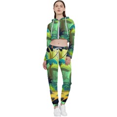 Jungle Rainforest Tropical Forest Cropped Zip Up Lounge Set by Ravend