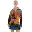 Tree Nature Landscape Fantasy Women s Long Sleeve Casual Dress View1