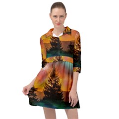 Tree Nature Landscape Fantasy Mini Skater Shirt Dress by Ravend