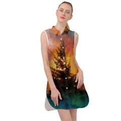 Tree Nature Landscape Fantasy Sleeveless Shirt Dress by Ravend