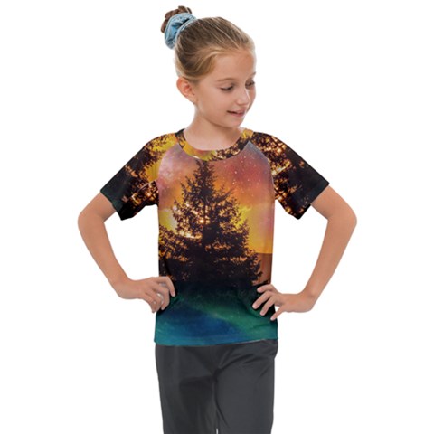 Tree Nature Landscape Fantasy Kids  Mesh Piece Tee by Ravend