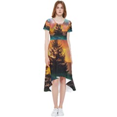 Tree Nature Landscape Fantasy High Low Boho Dress by Ravend