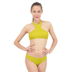 Citrine Yellow	 - 	high Neck Bikini Set by ColorfulSwimWear