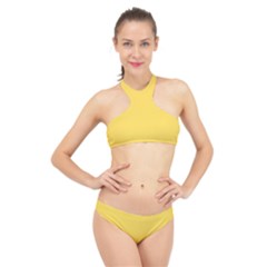 Mustard Yellow	 - 	high Neck Bikini Set by ColorfulSwimWear