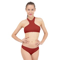 Lipstick Red	 - 	high Neck Bikini Set by ColorfulSwimWear