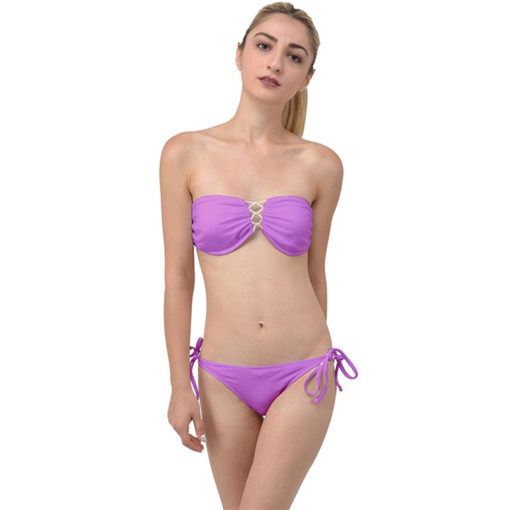 French Mauve Purple	 - 	Twist Bandeau Bikini Set