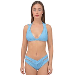 Baby Blue	 - 	Double Strap Halter Bikini Set