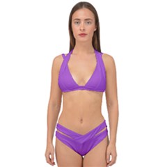 Purple Flower	 - 	double Strap Halter Bikini Set by ColorfulSwimWear