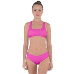 Wild Strawberry Pink	 - 	criss Cross Bikini Set by ColorfulSwimWear