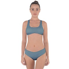 Greyish Turquoise	 - 	criss Cross Bikini Set by ColorfulSwimWear