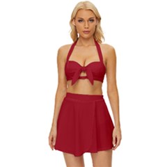 Cranberry Red	 - 	vintage Style Bikini Top And Skirt Set by ColorfulSwimWear