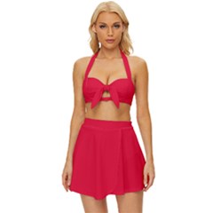 Medium Candy Apple Red	 - 	vintage Style Bikini Top And Skirt Set by ColorfulSwimWear