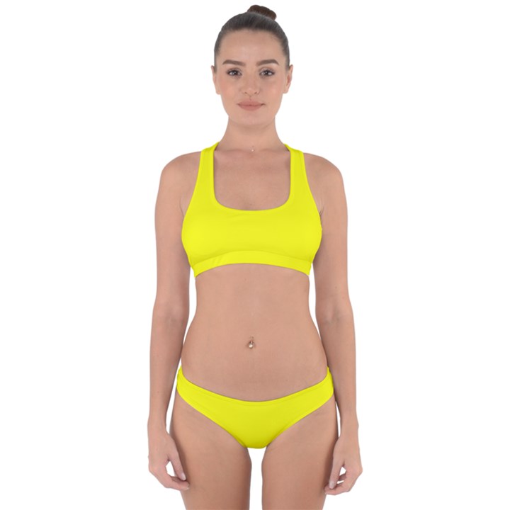 Lemon Glacier Yellow	 - 	Cross Back Hipster Bikini Set