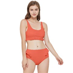 Portland Orange	 - 	frilly Bikini Set by ColorfulSwimWear