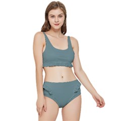 Greyish Turquoise	 - 	frilly Bikini Set by ColorfulSwimWear