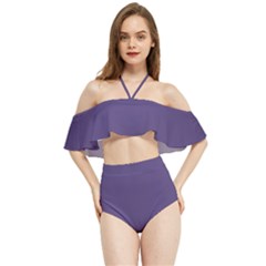 Cyber Grape Purple	 - 	halter Flowy Bikini Set by ColorfulSwimWear