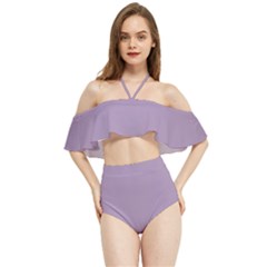 Glossy Grape Purple	 - 	halter Flowy Bikini Set by ColorfulSwimWear