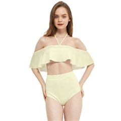 Creamy Yellow	 - 	halter Flowy Bikini Set by ColorfulSwimWear