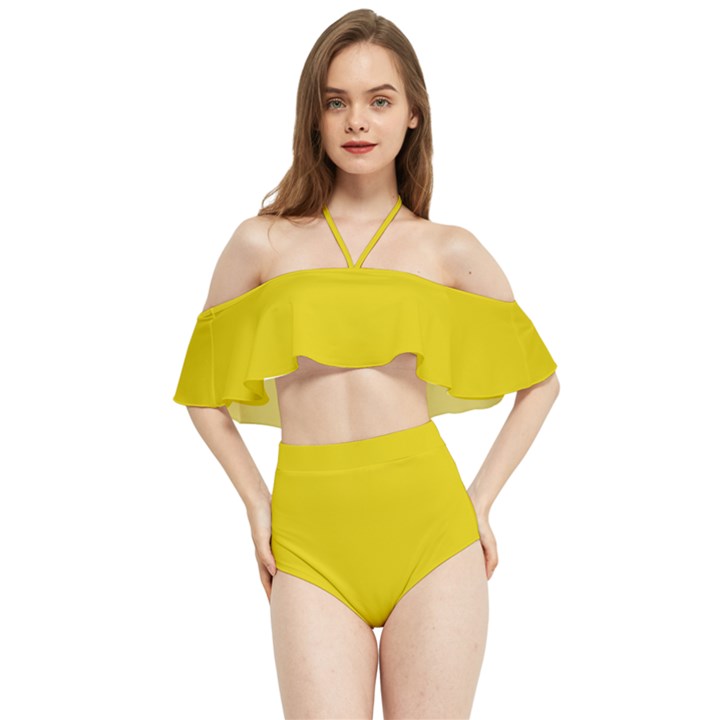 Corn Yellow	 - 	Halter Flowy Bikini Set