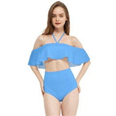 Crystal Blue	 - 	halter Flowy Bikini Set by ColorfulSwimWear