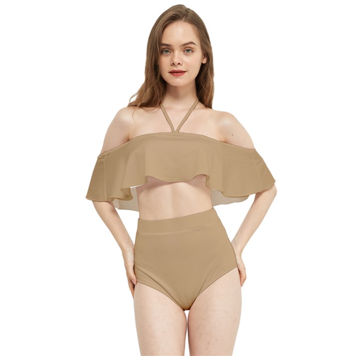 Fallow Brown	 - 	Halter Flowy Bikini Set