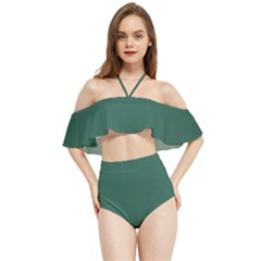 Medium Sea Green	 - 	halter Flowy Bikini Set by ColorfulSwimWear