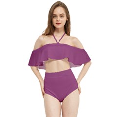 Glistening Grape Purple	 - 	halter Flowy Bikini Set by ColorfulSwimWear