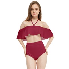 Burgundy Red	 - 	halter Flowy Bikini Set by ColorfulSwimWear