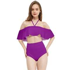 Patriarch Purple	 - 	halter Flowy Bikini Set by ColorfulSwimWear