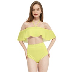 Light Lime Yellow	 - 	halter Flowy Bikini Set by ColorfulSwimWear