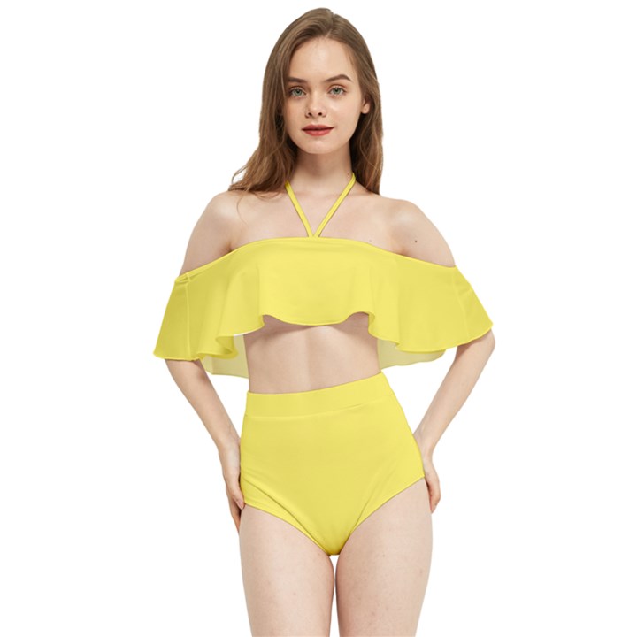 Maize Yellow	 - 	Halter Flowy Bikini Set