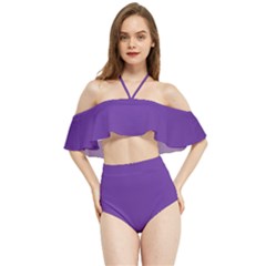 Rebecca Purple	 - 	halter Flowy Bikini Set by ColorfulSwimWear