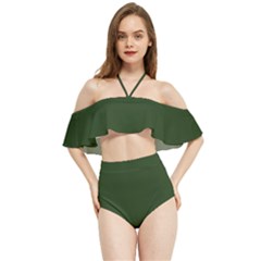 Dark Forest Green	 - 	halter Flowy Bikini Set by ColorfulSwimWear