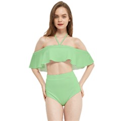 Granny Smith Apple Green	 - 	halter Flowy Bikini Set by ColorfulSwimWear