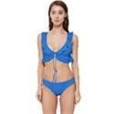 Bright Navy Blue	 - 	Low Cut Ruffle Edge Bikini Set View1