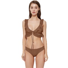 Caramel Cafe Brown	 - 	low Cut Ruffle Edge Bikini Set by ColorfulSwimWear