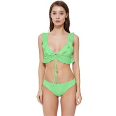 Mint Green	 - 	low Cut Ruffle Edge Bikini Set by ColorfulSwimWear