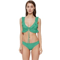 Dark Mint Green	 - 	low Cut Ruffle Edge Bikini Set by ColorfulSwimWear