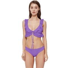 Iris Purple	 - 	low Cut Ruffle Edge Bikini Set by ColorfulSwimWear