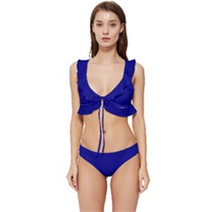 Navy Blue	 - 	low Cut Ruffle Edge Bikini Set by ColorfulSwimWear