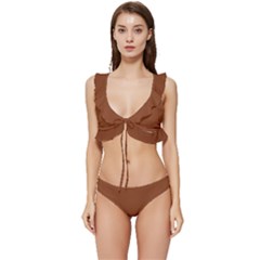 Fuzzy Wuzzy Brown	 - 	low Cut Ruffle Edge Bikini Set by ColorfulSwimWear