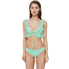 Magic Mint	 - 	low Cut Ruffle Edge Bikini Set by ColorfulSwimWear