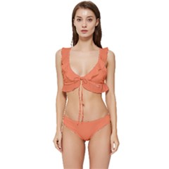 Basket Ball Orange	 - 	low Cut Ruffle Edge Bikini Set by ColorfulSwimWear