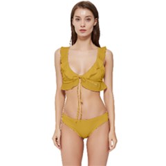 Goldenrod Orange	 - 	low Cut Ruffle Edge Bikini Set by ColorfulSwimWear